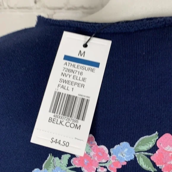 Crown & Ivy 3/4 Raw Edge Ellie Sweeper Top Navy M - Picture 4 of 13